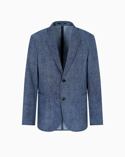 Emporio Armani Printed seersucker single-breasted blazer