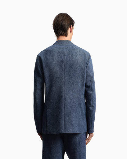 Emporio Armani Printed seersucker single-breasted blazer