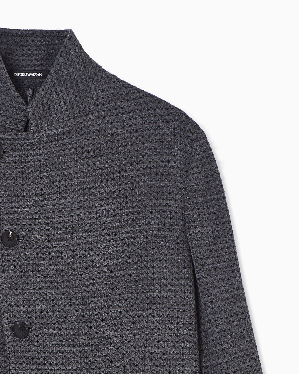 Emporio Armani Guru-collar jacket with off-centre fastening in a 3D jersey knit