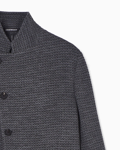 Emporio Armani Guru-collar jacket with off-centre fastening in a 3D jersey knit
