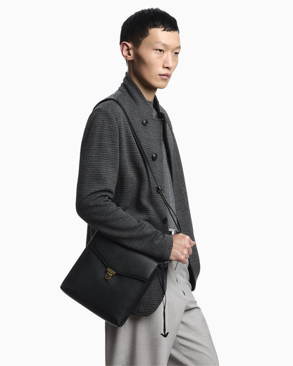 Emporio Armani Guru-collar jacket with off-centre fastening in a 3D jersey knit