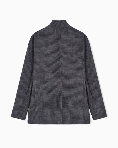 Emporio Armani Guru-collar jacket with off-centre fastening in a 3D jersey knit