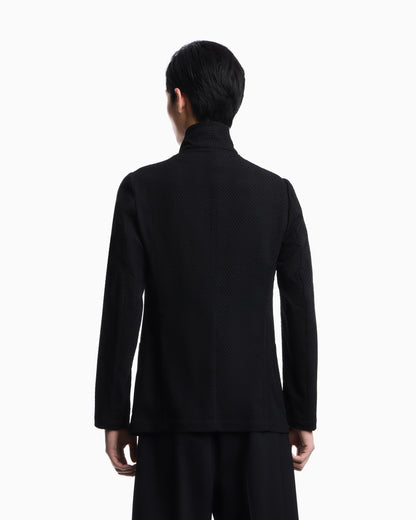 Emporio Armani Guru collar jacket with off-centre fastening in 3D chevron virgin wool