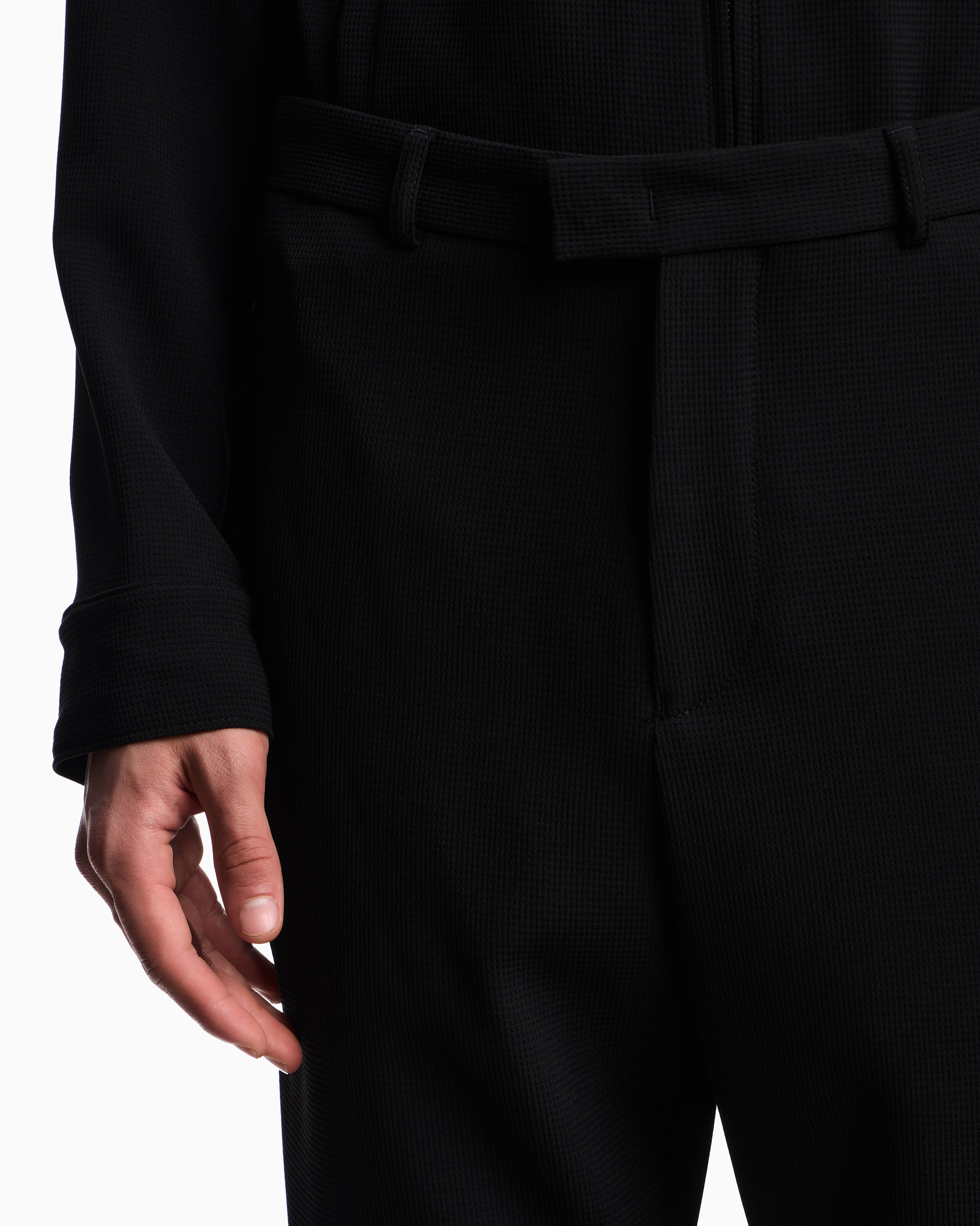 Emporio Armani Icon piqué-effect micro-textured crêpe jersey trousers