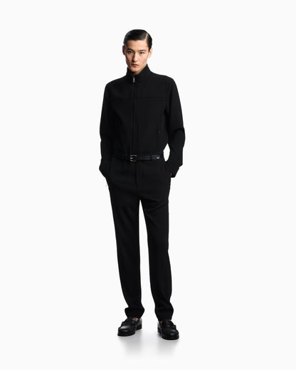 Emporio Armani Icon piqué-effect micro-textured crêpe jersey trousers