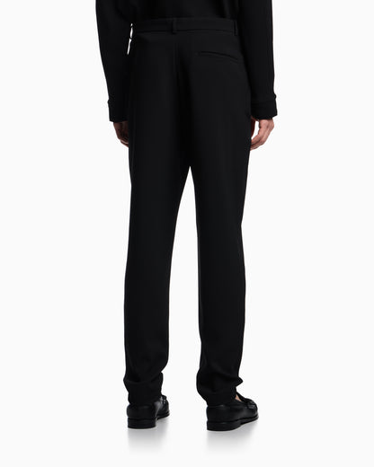 Emporio Armani Icon piqué-effect micro-textured crêpe jersey trousers