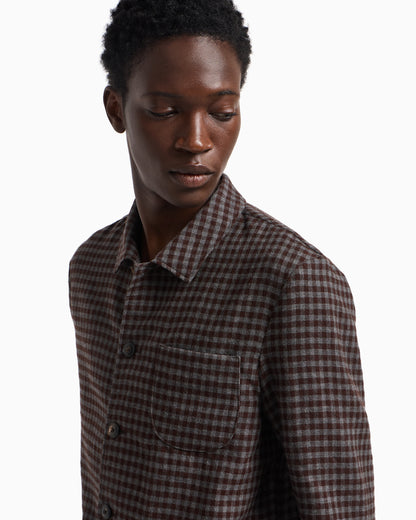 Emporio Armani Shirt jacket in ultra-light fulled wool with an all-over check