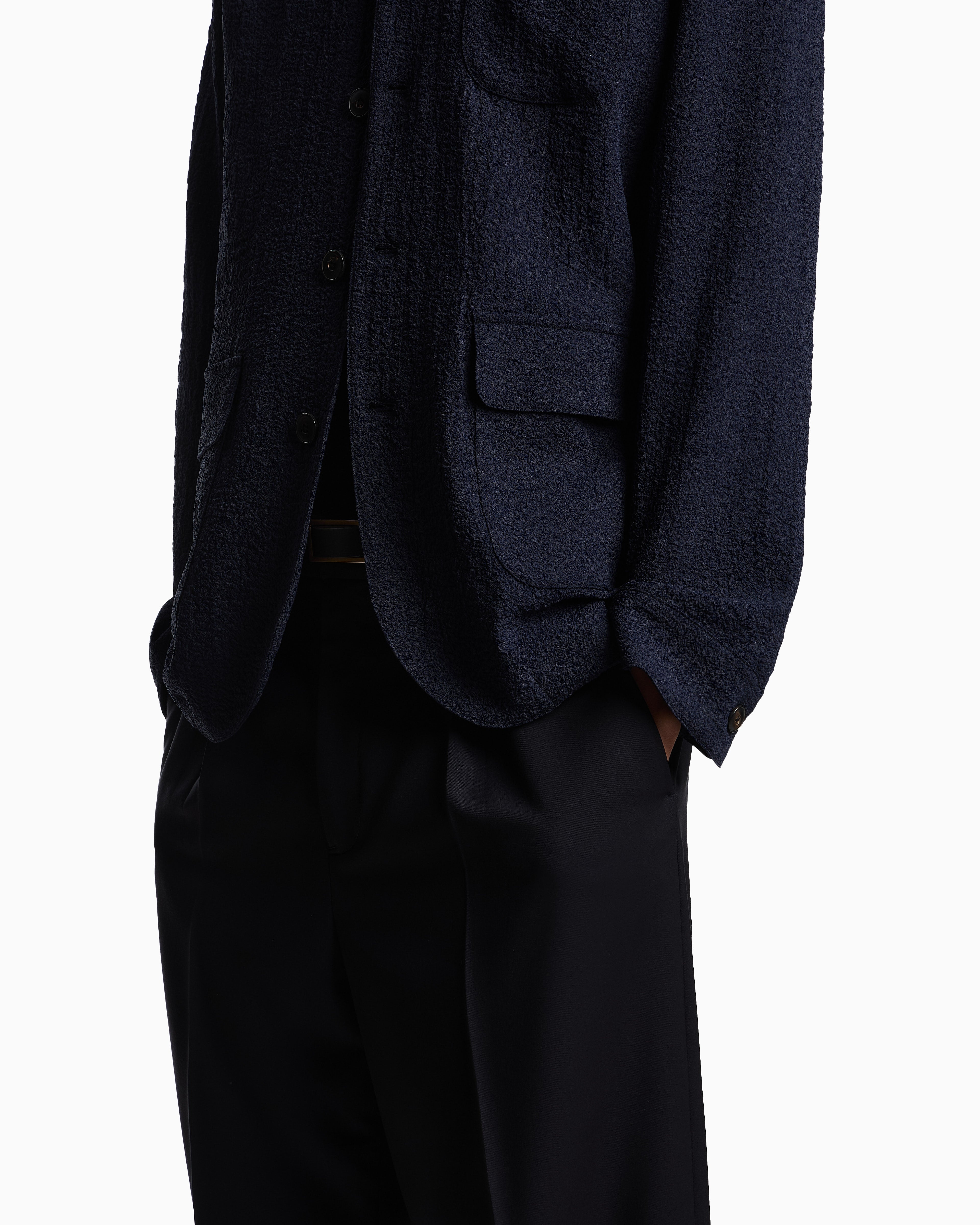 Emporio Armani Shirt jacket in technical seersucker fabric