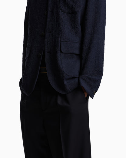 Emporio Armani Shirt jacket in technical seersucker fabric