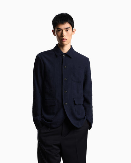 Emporio Armani Shirt jacket in technical seersucker fabric