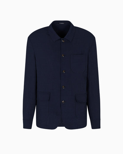 Emporio Armani Shirt jacket in technical seersucker fabric