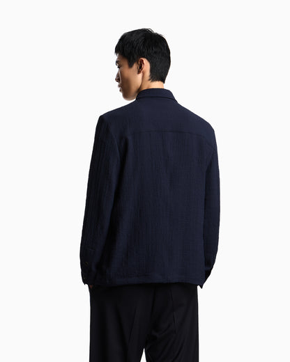 Emporio Armani Shirt jacket in technical seersucker fabric