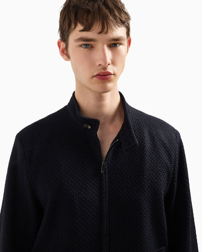 Emporio Armani Blouson in 3D-effect jersey-wool blend stretch knit