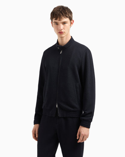 Emporio Armani Blouson in 3D-effect jersey-wool blend stretch knit
