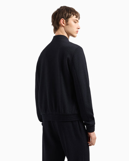 Emporio Armani Blouson in 3D-effect jersey-wool blend stretch knit