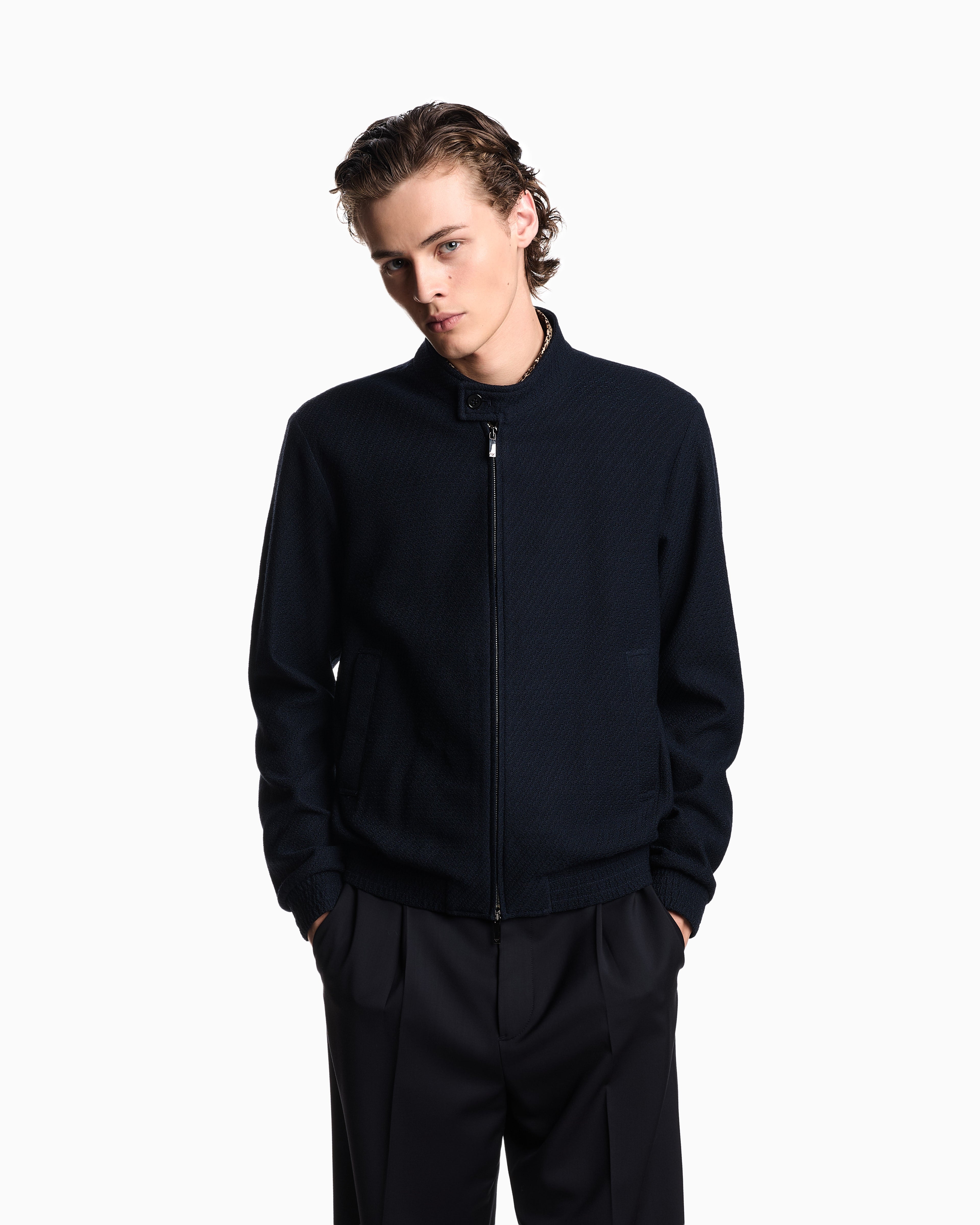 Emporio Armani Icon wool-blend bouclé jersey blouson