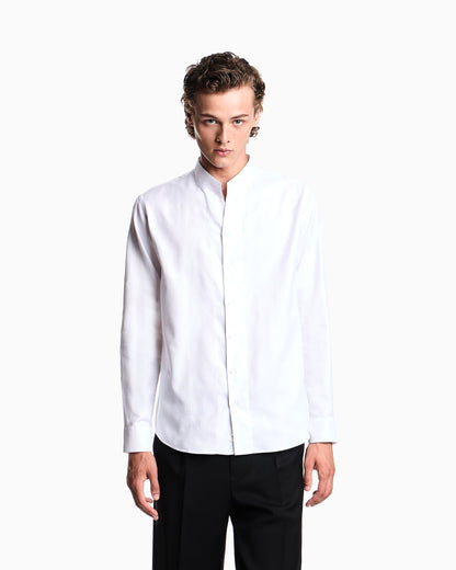 Emporio Armani Armure cotton shirt with guru collar