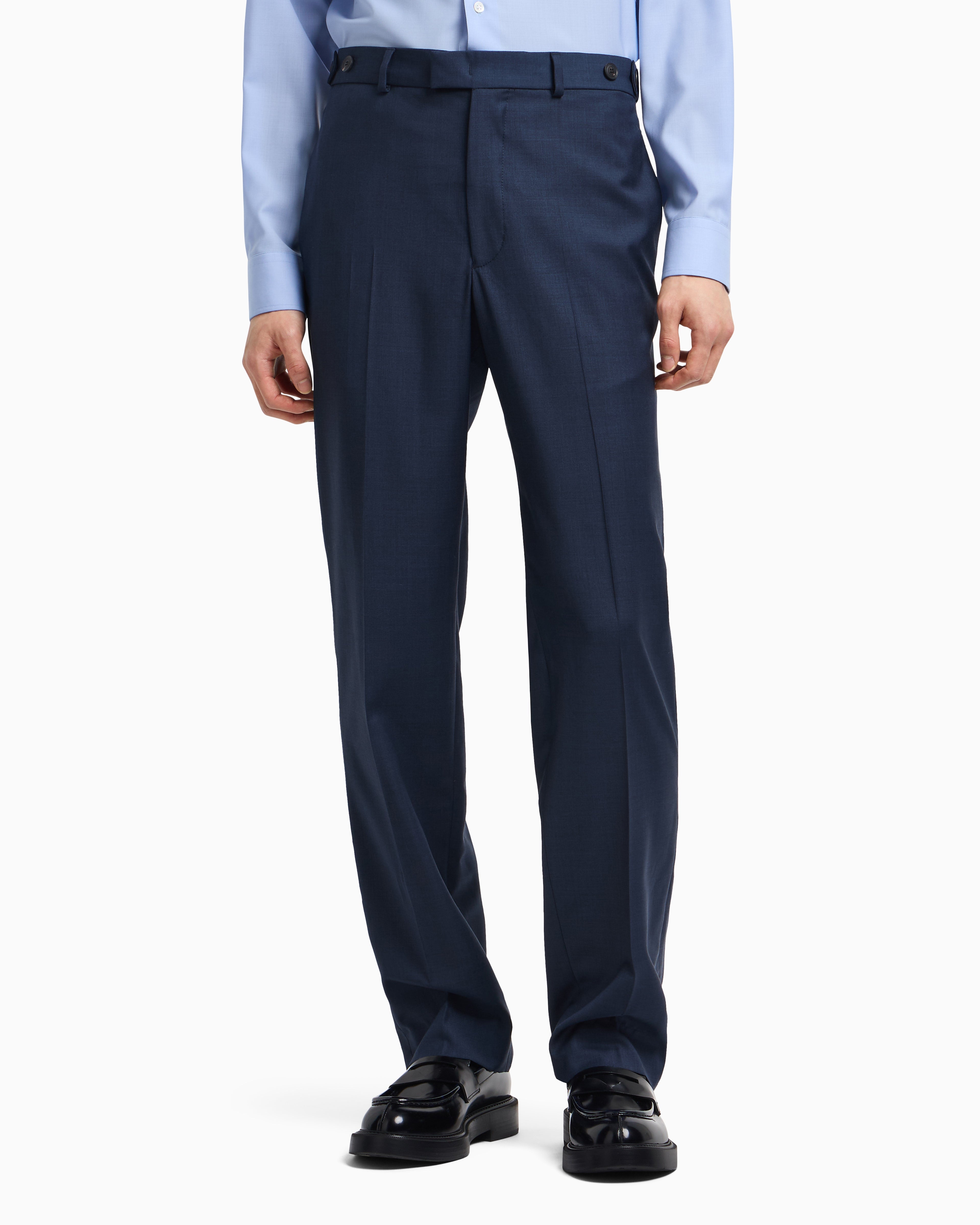 Emporio Armani Icon tropical light wool canvas trousers