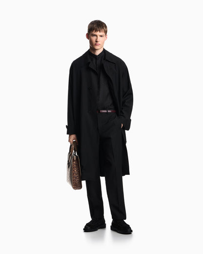 Emporio Armani Trousers with a pleat in virgin wool with a technical finish