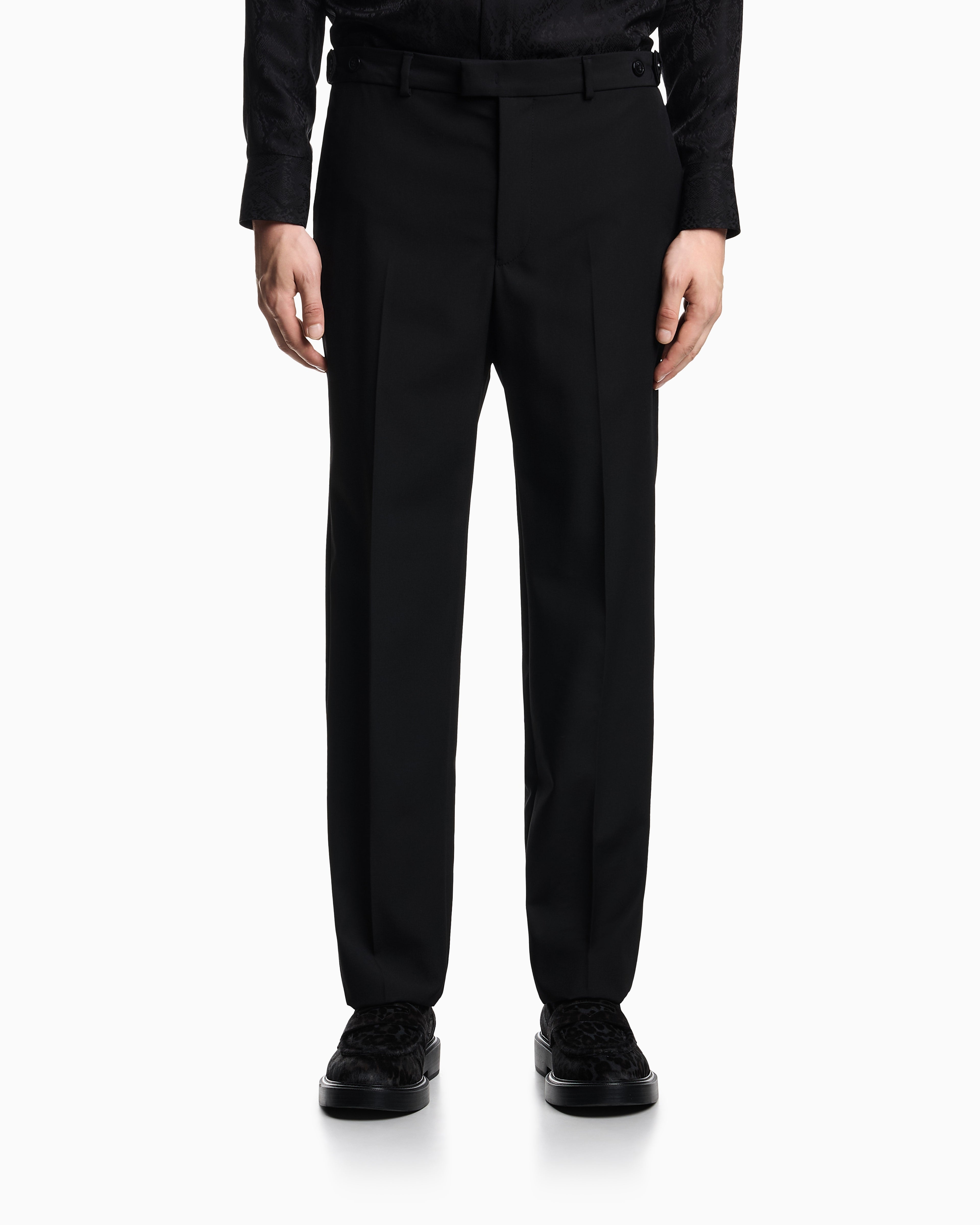 Emporio Armani Trousers with a pleat in virgin wool with a technical finish