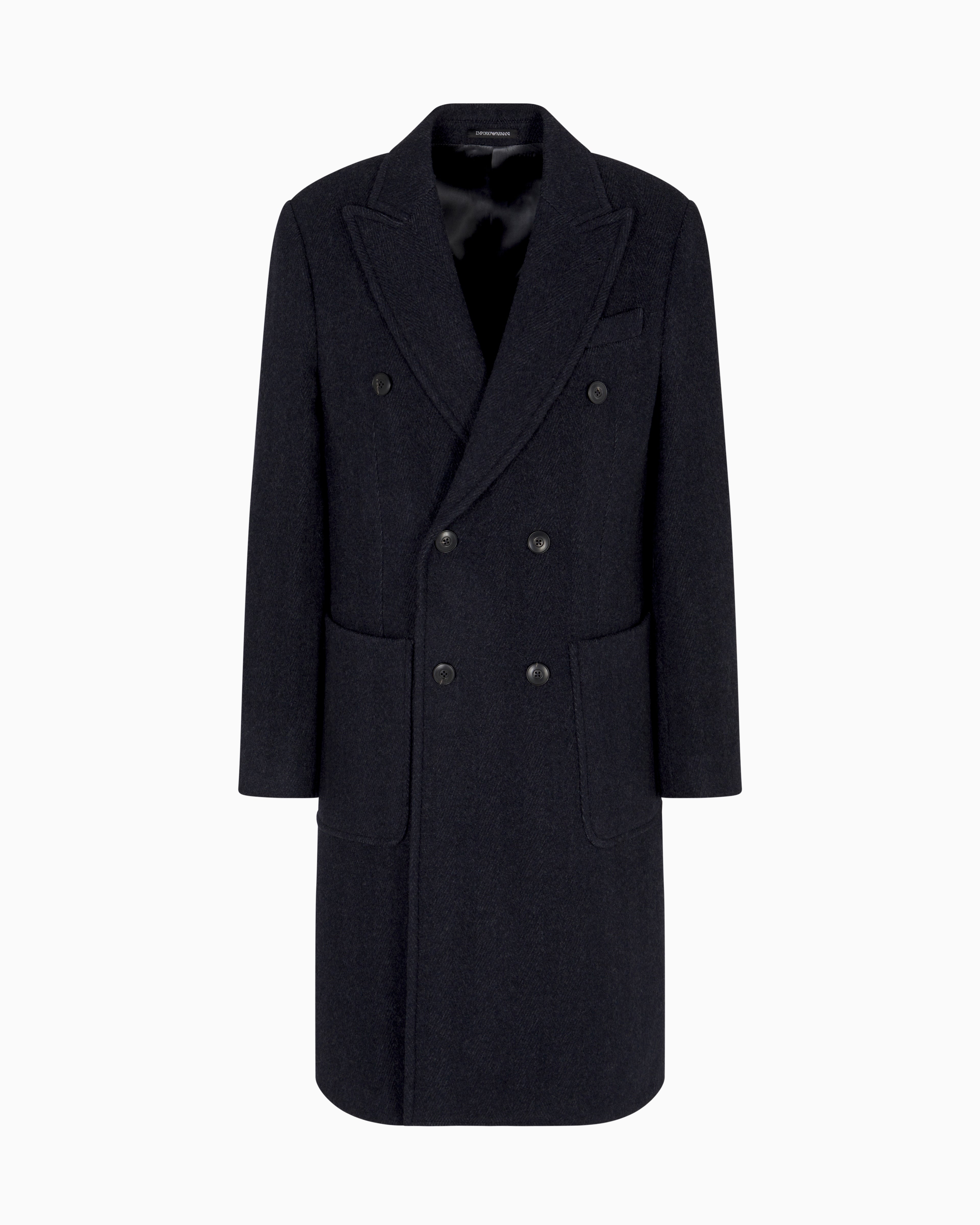 Emporio Armani Double-breasted chevron mélange wool coat