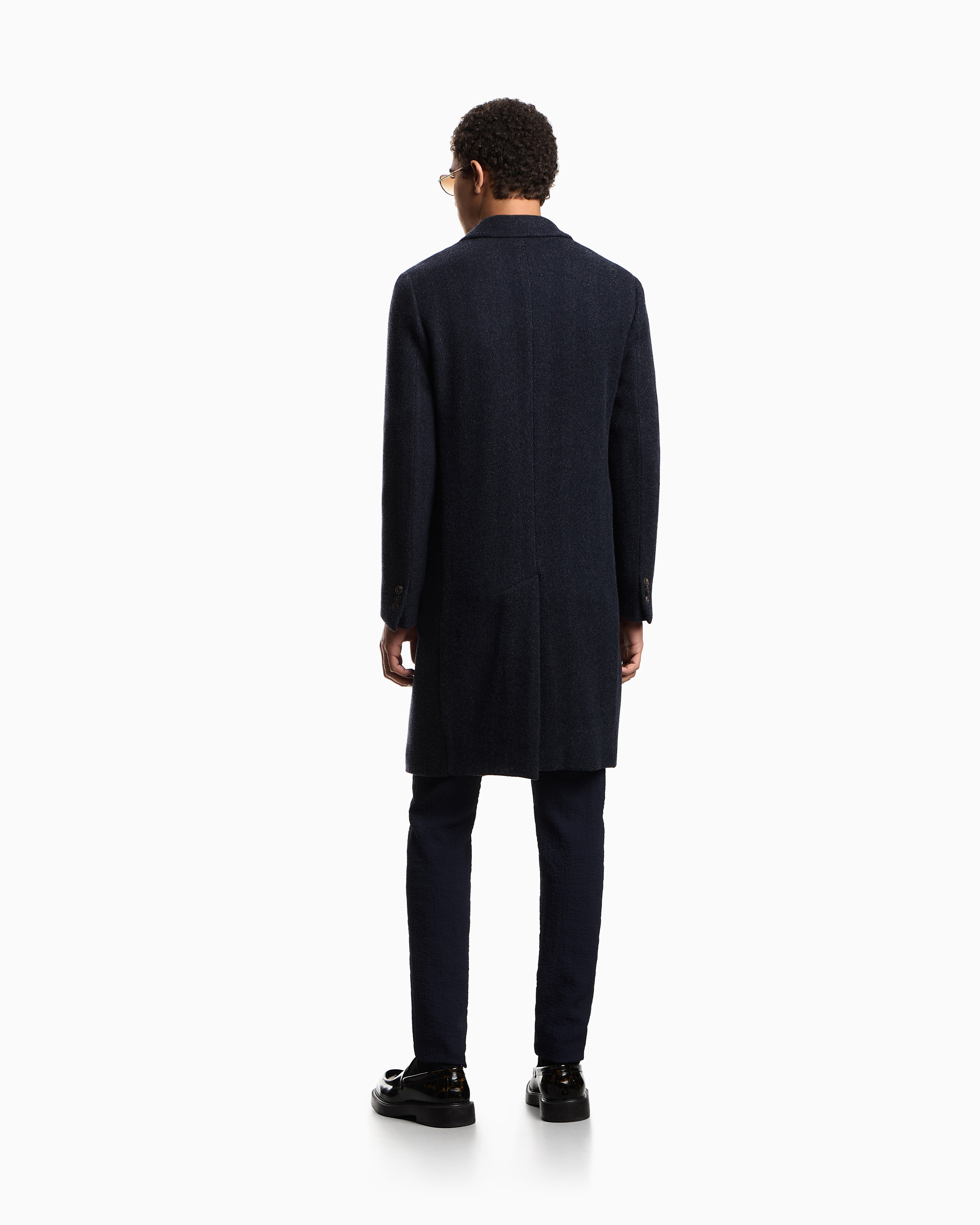 Emporio Armani Double-breasted chevron mélange wool coat