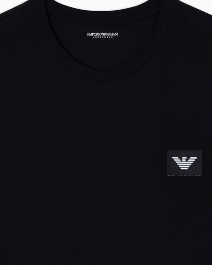 Emporio Armani logo label organic jersey pyjamas with Bermuda shorts