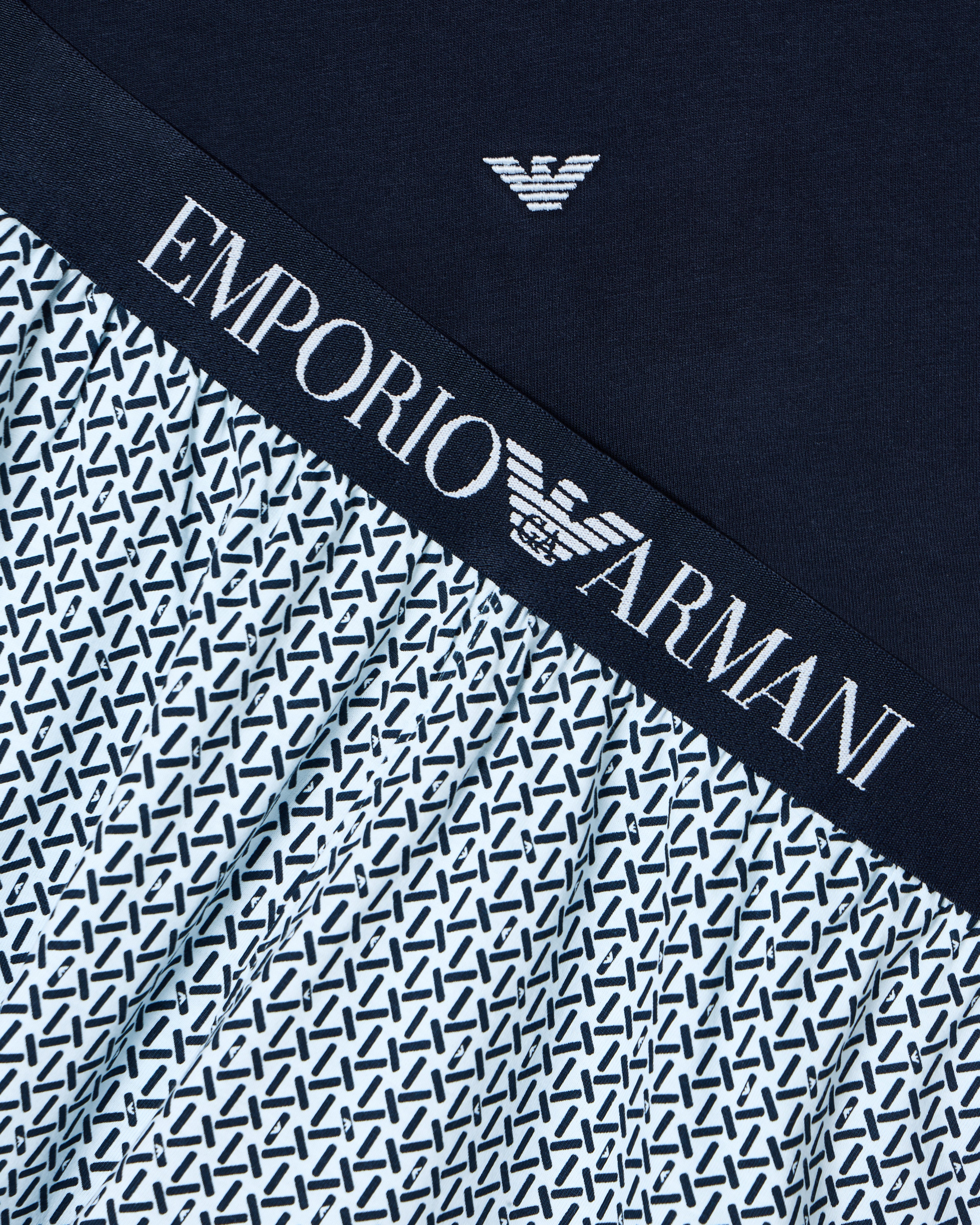 Emporio Armani Mixed-pattern print jersey pyjamas with Bermuda shorts