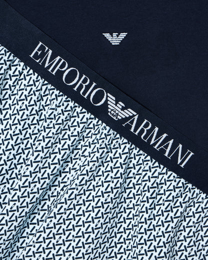 Emporio Armani Mixed-pattern print jersey pyjamas with Bermuda shorts