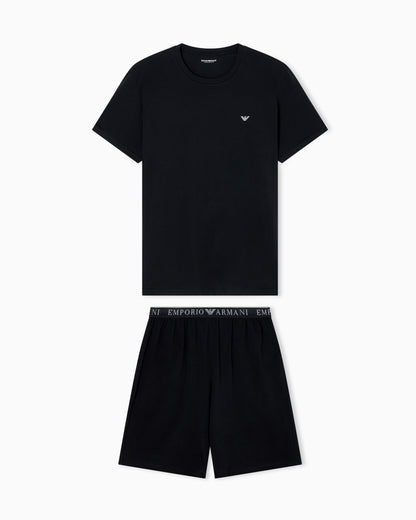 Emporio Armani ASV Endurance organic jersey pyjamas with Bermuda shorts