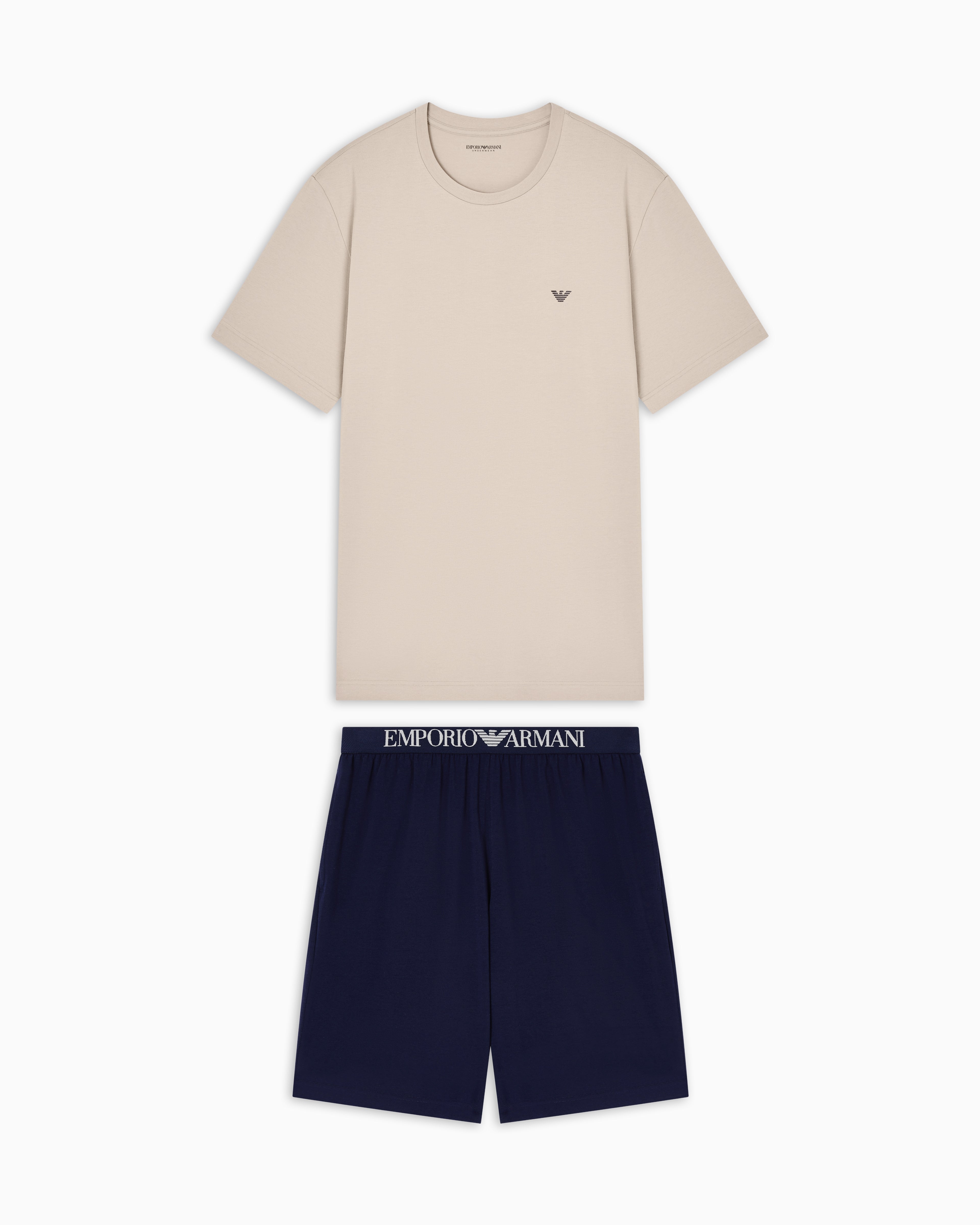 Emporio Armani Endurance jersey pyjamas with Bermuda shorts