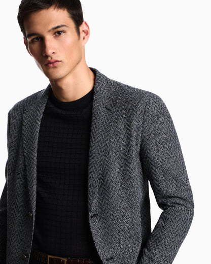 Emporio Armani Icon single-breasted jacket in chevron-motif wool