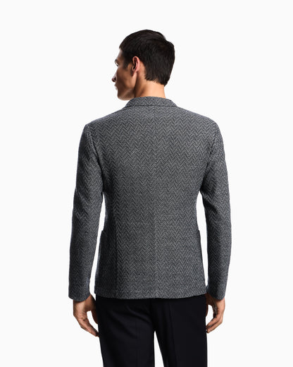 Emporio Armani Icon single-breasted jacket in chevron-motif wool