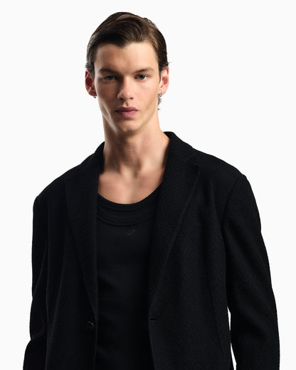 Emporio Armani Icon single-breasted jacket in chevron-motif wool