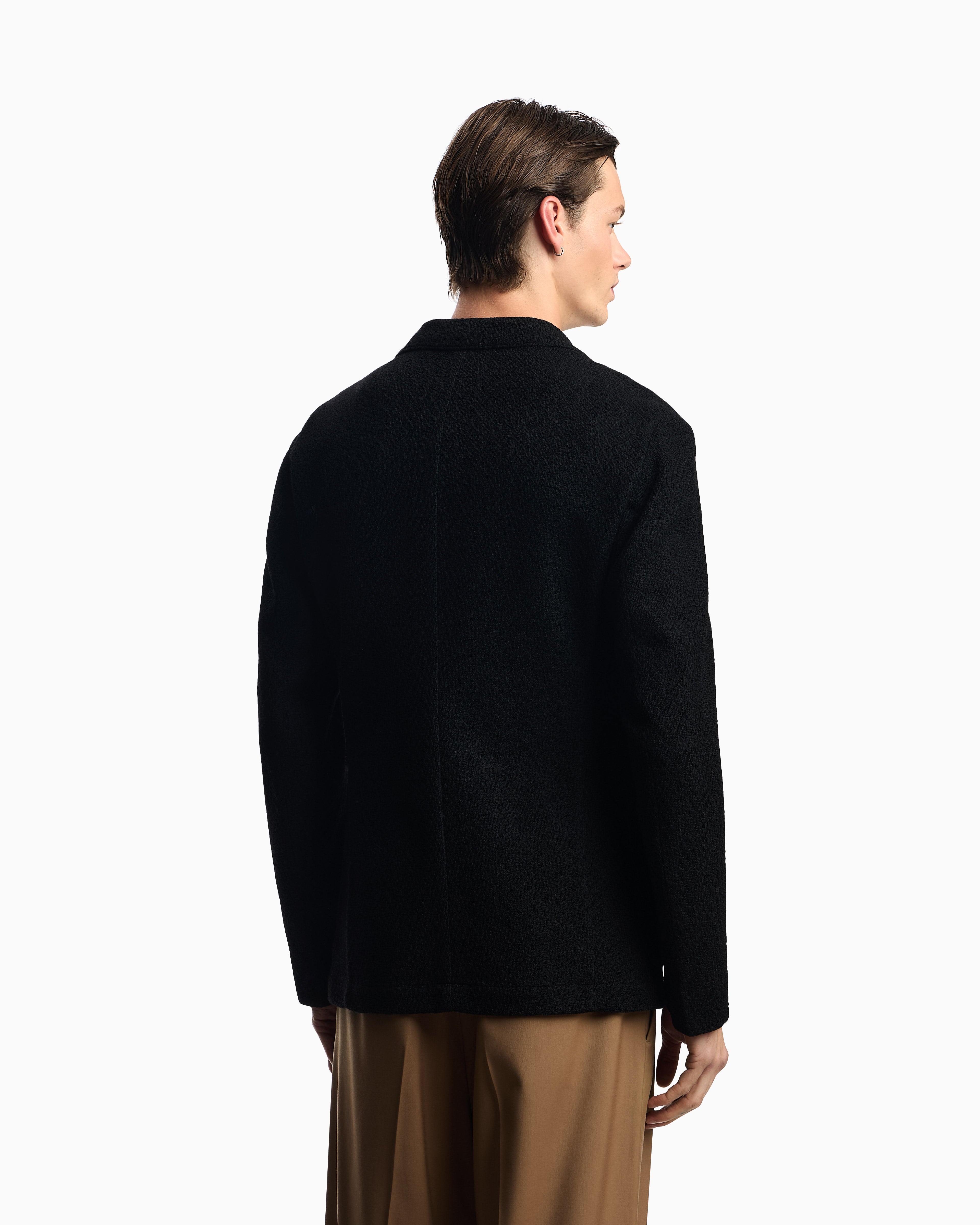 Emporio Armani Icon single-breasted jacket in chevron-motif wool