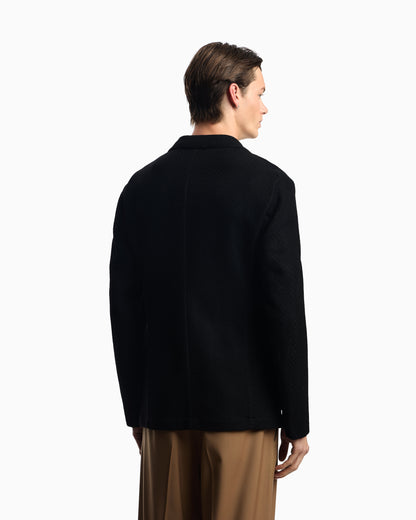 Emporio Armani Icon single-breasted jacket in chevron-motif wool