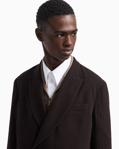Emporio Armani Double-breasted jacket in wool crêpe with 3D effect