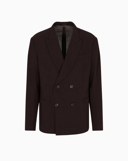 Emporio Armani Double-breasted jacket in wool crêpe with 3D effect