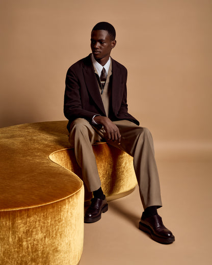 Emporio Armani Double-breasted jacket in wool crêpe with 3D effect