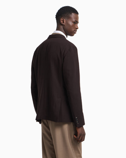 Emporio Armani Double-breasted jacket in wool crêpe with 3D effect