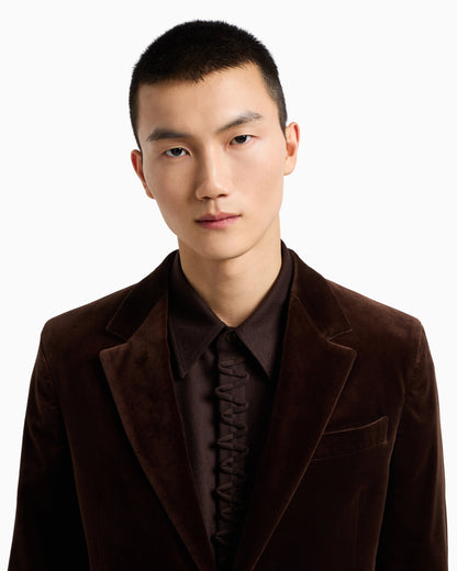 Emporio Armani Single-breasted jacket in smooth velvet