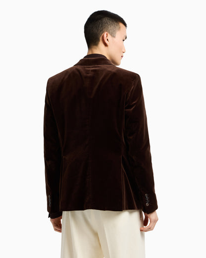 Emporio Armani Single-breasted jacket in smooth velvet