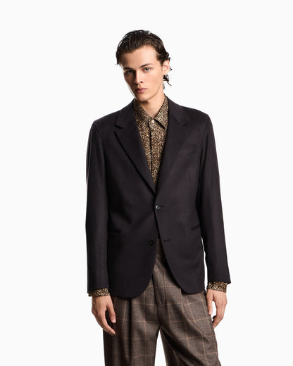 Emporio Armani Single-breasted jacket in brushed pure Mongolian cashmere