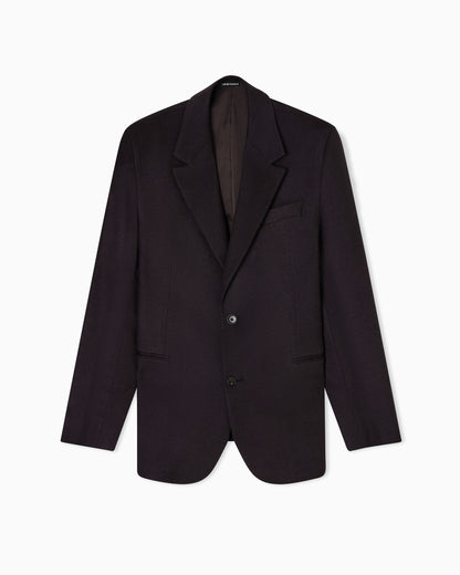 Emporio Armani Single-breasted jacket in brushed pure Mongolian cashmere