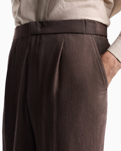 Emporio Armani 3D wrinkle-effect crêpe fabric trousers