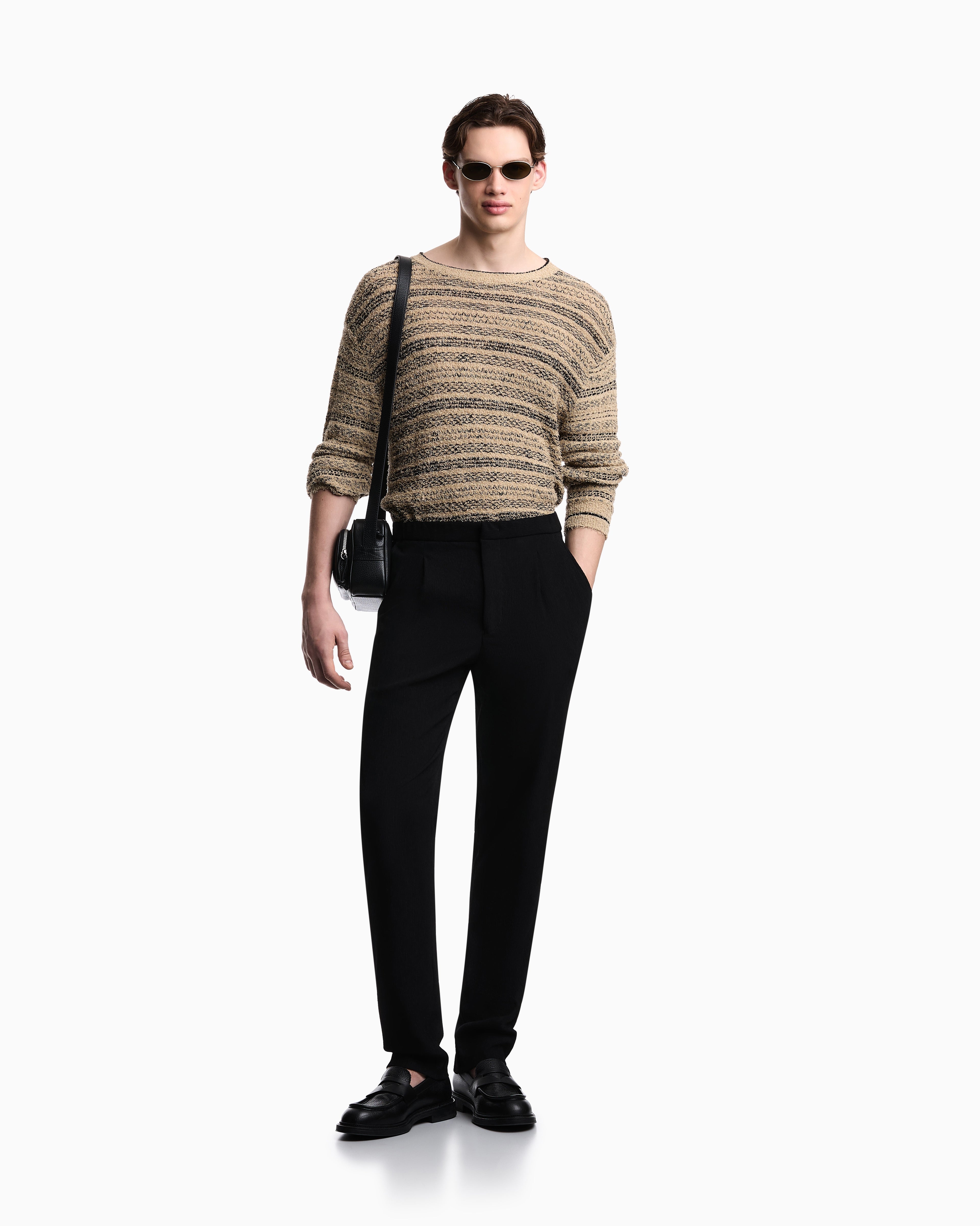 Emporio Armani 3D wrinkle-effect crêpe fabric trousers