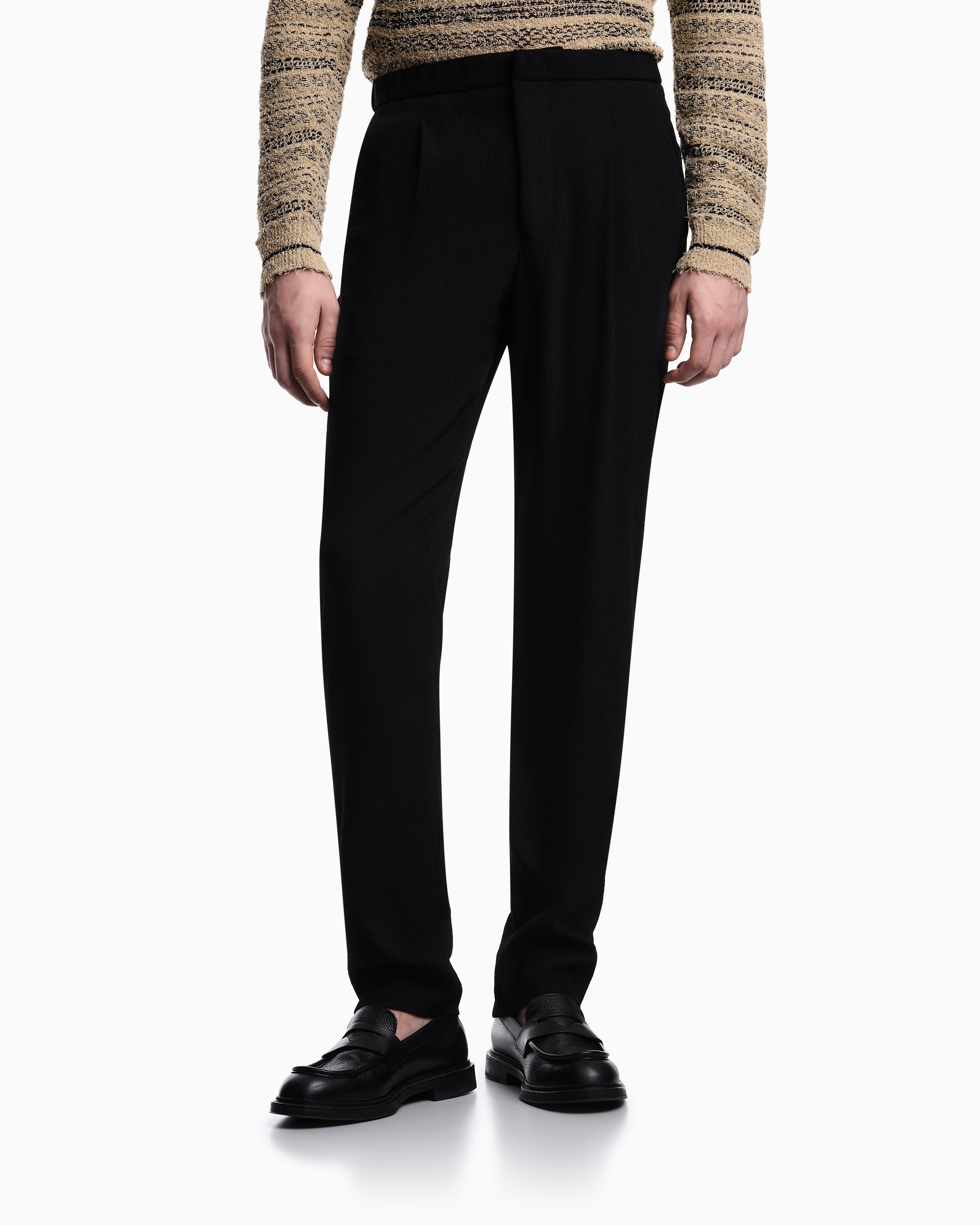 Emporio Armani 3D wrinkle-effect crêpe fabric trousers