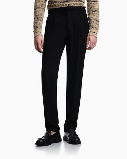 Emporio Armani 3D wrinkle-effect crêpe fabric trousers