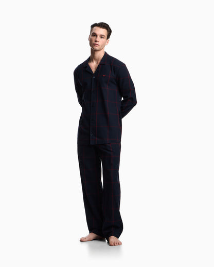 Emporio Armani ASV tartan motif flannel pyjamas with lapels