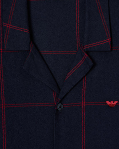 Emporio Armani ASV tartan motif flannel pyjamas with lapels